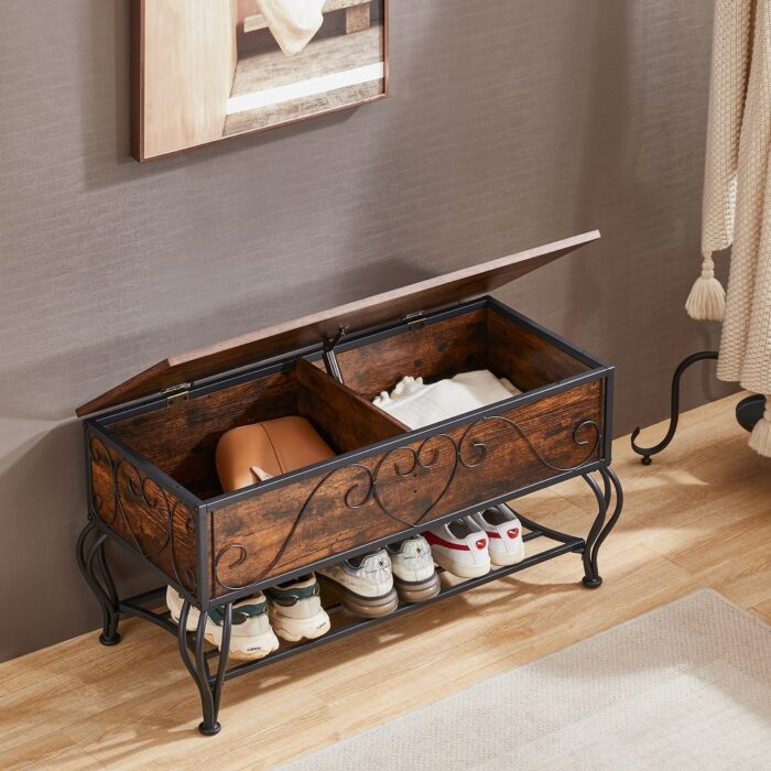 Metal Shoe Rack Bench with Shoe Storage Shelf for Entryway - Image 2