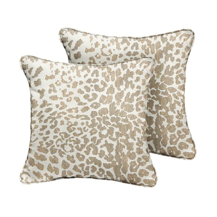 Sunbrella Tan Leopard Indoor/Outdoor Pillows, Set of 2, Corded