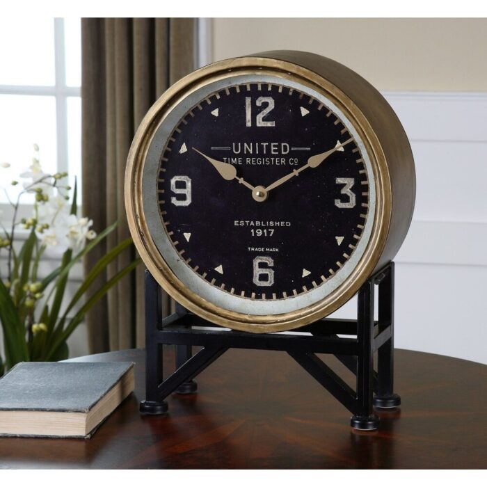 Uttermost Shyam Vintage Industrial 16" x 12" Analog Table Desk Clock - Image 2