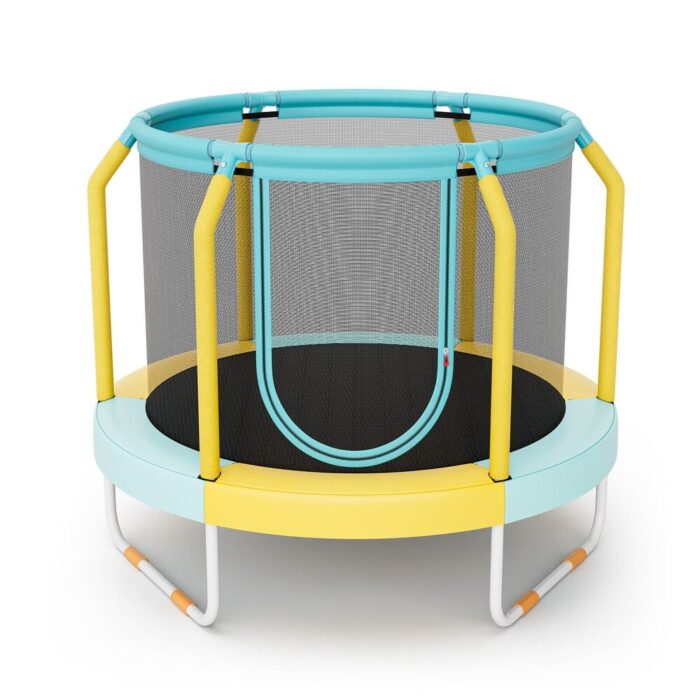 Mini Trampoline with Enclosure and Heavy-duty Metal Frame-Yellow - 48" x 39.5" (Dia. x H) - Image 2