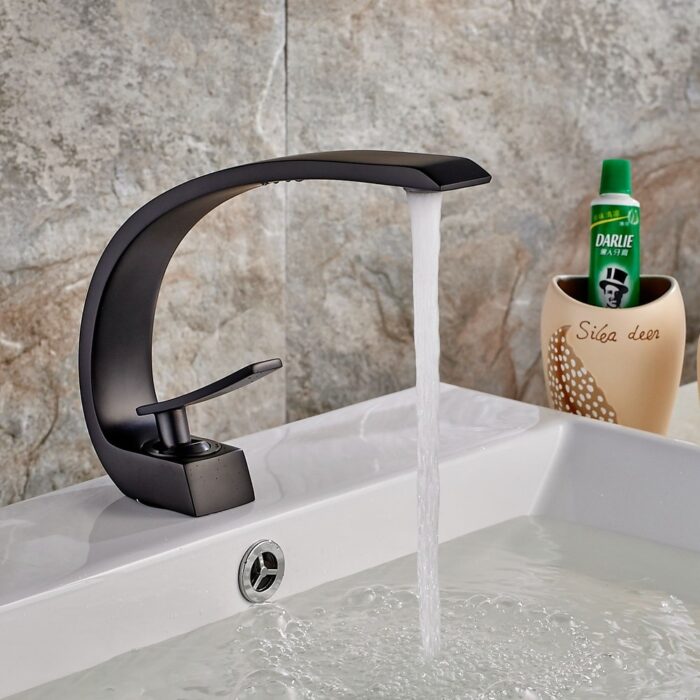 Matte Black Single Hole Arch Bathroom Sink Vessel Faucet - Image 2