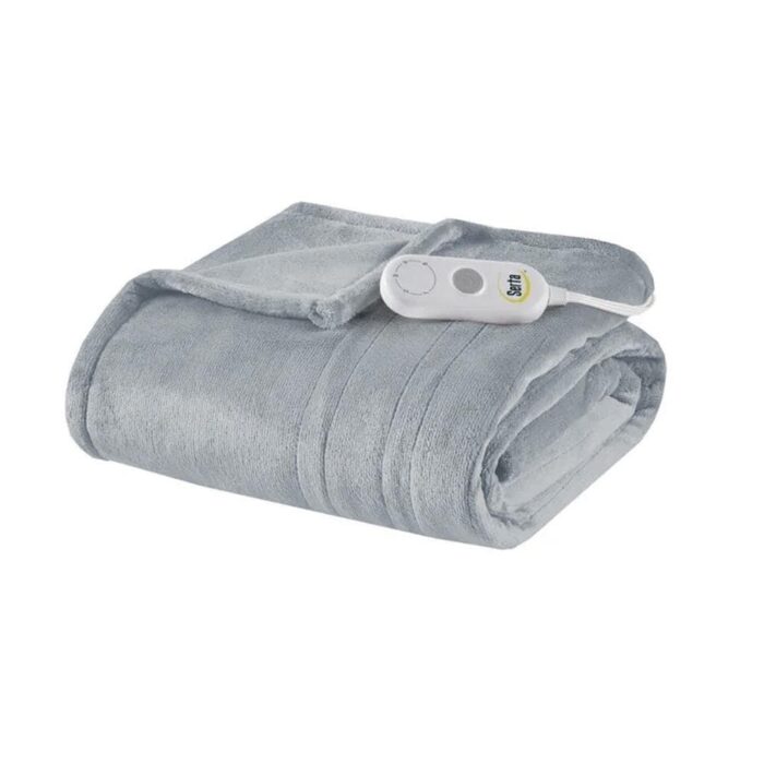50" x 60" Heated Throw Electric Blanket Light Grey - Image 2