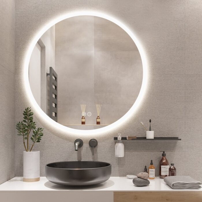 Apmir Round 3 Colors Dimmable Anti-Fog LED Backlit Wall Bathroom Vanity Mirror - Image 2
