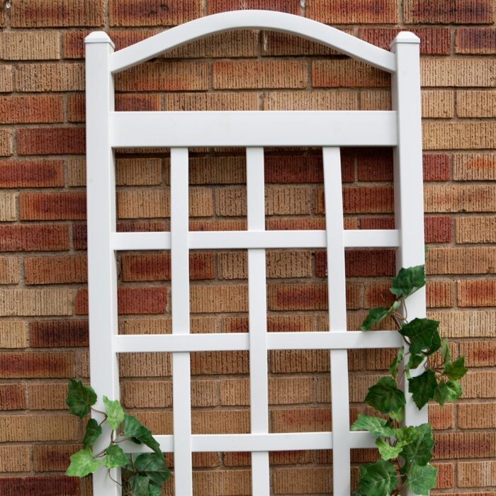 6 Ft White Vinyl Garden Trellis with Arch Top with Ground Mount Anchors - Image 2