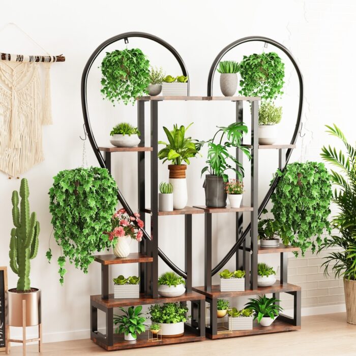 2pcs 6 Layers Half Heart Plant Stand Flower Pot Stand - 44.1x11x64.9 inch