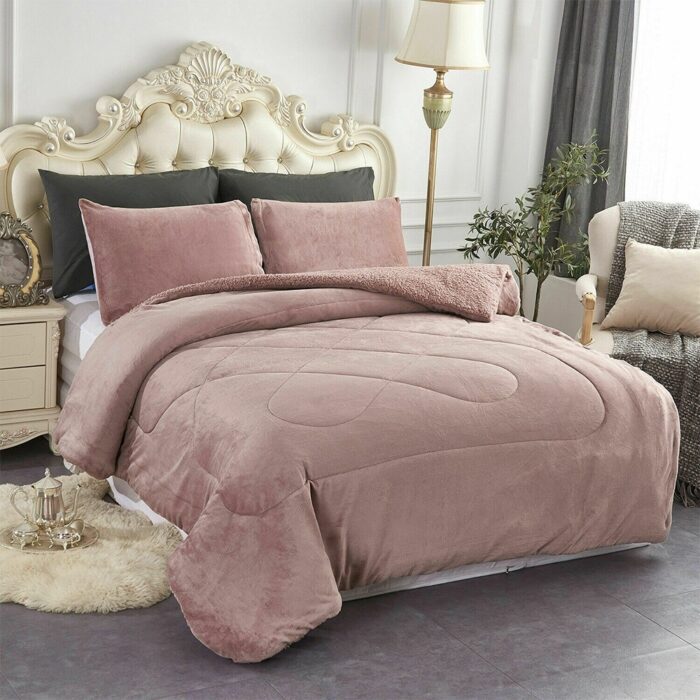 3 Pieces Comforter Set Blanket Thick Warm Soft Bedding King Woodrose