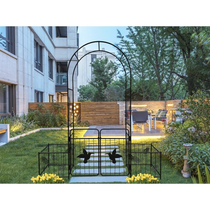 Metal Garden Arch with doors Garden Arbor - Image 2
