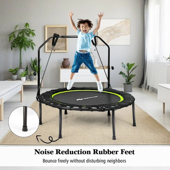40" Foldable Fitness Rebounder with Resistance Bands Adjustable Home-Green - Image 2
