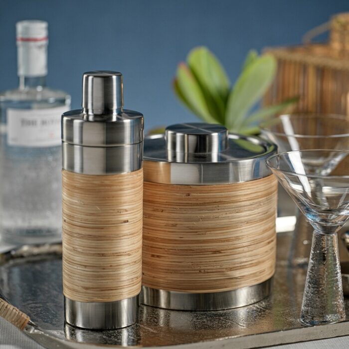 Timaru Rattan and Matt Steel Ice Bucket - Image 2