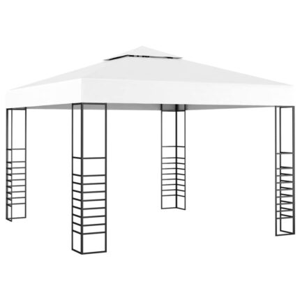 vidaXL Black Steel Garden Marquee Gazebo with White Weatherproof Roof