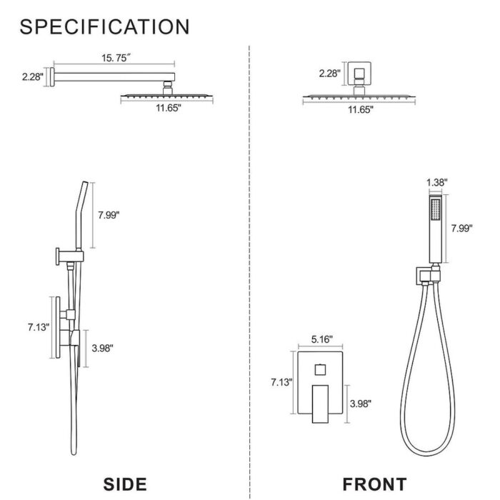 Eridanus Squared Two-Function Rain Shower Combo Set with Hand Shower - Image 2