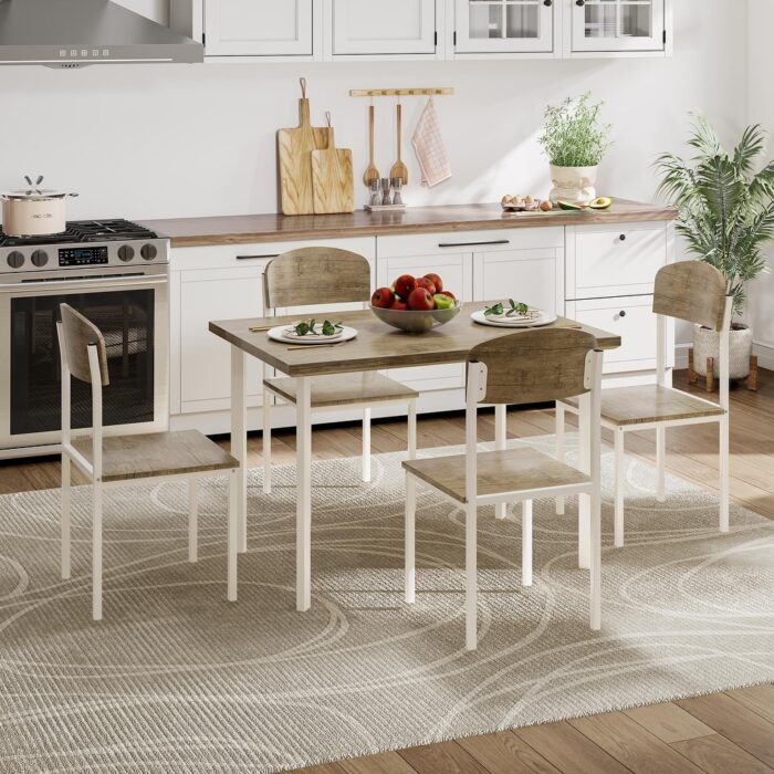 Moasis Modern 5-piece Dining Set Wood Top and Metal Frame - Image 2