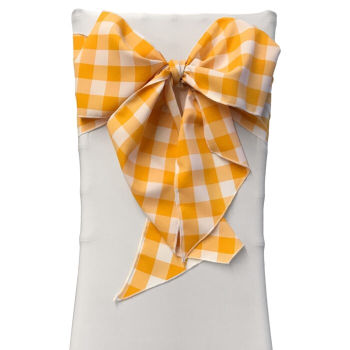 Pack of 10 Gingham Checkered Chair Bows 8 by 108-Inch - 8" x 108" - Image 2
