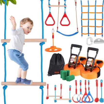 VEVOR Ninja Warrior Obstacle Course for Kids,Outdoor Playset Equipment,Backyard Toys Training Equipment Set with 12 Obstacles - Image 2