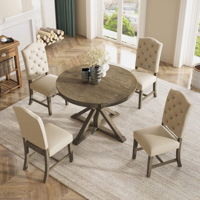 Extendable Round Dining Table Set for 4 - Image 2