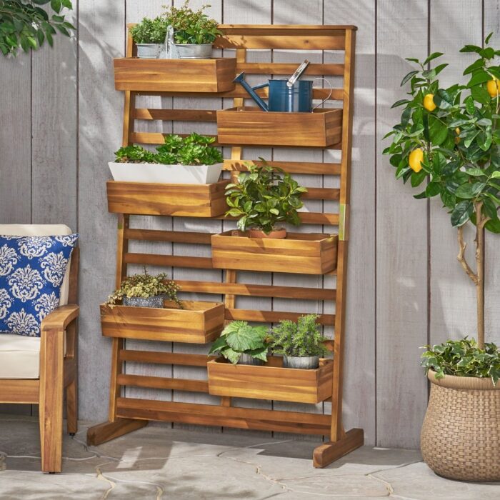 Thiago Outdoor Acacia Wood Outdoor Customizable Plant Stand by Christopher Knight Home