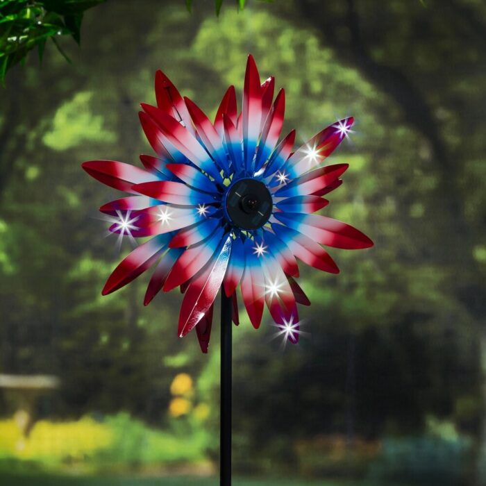 75"H Solar Wind Spinner with Running Lights, Patriotic Expressions - Image 2