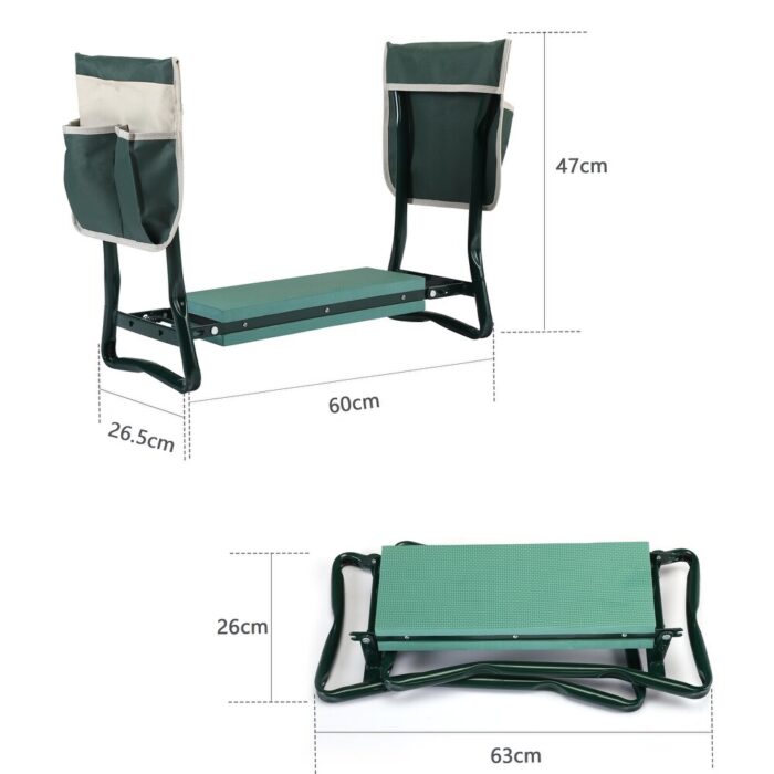 Outdoor 2-in-1 Garden Stool and Kneeler Garden Bench Portable Kneeler with Tool Bags and Kneeling Pad for Gift - Image 2