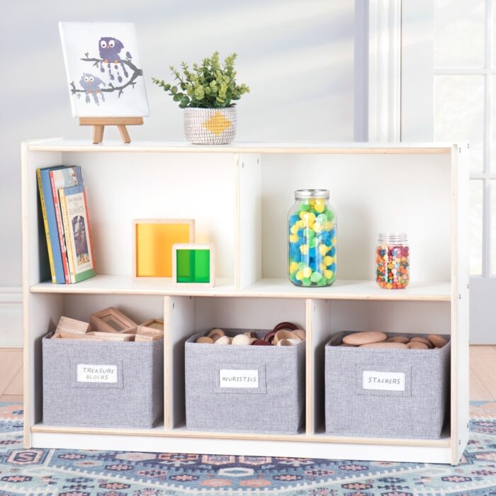 Guidecraft EdQ Essentials Two Shelf 5 Compartment Storage 30''