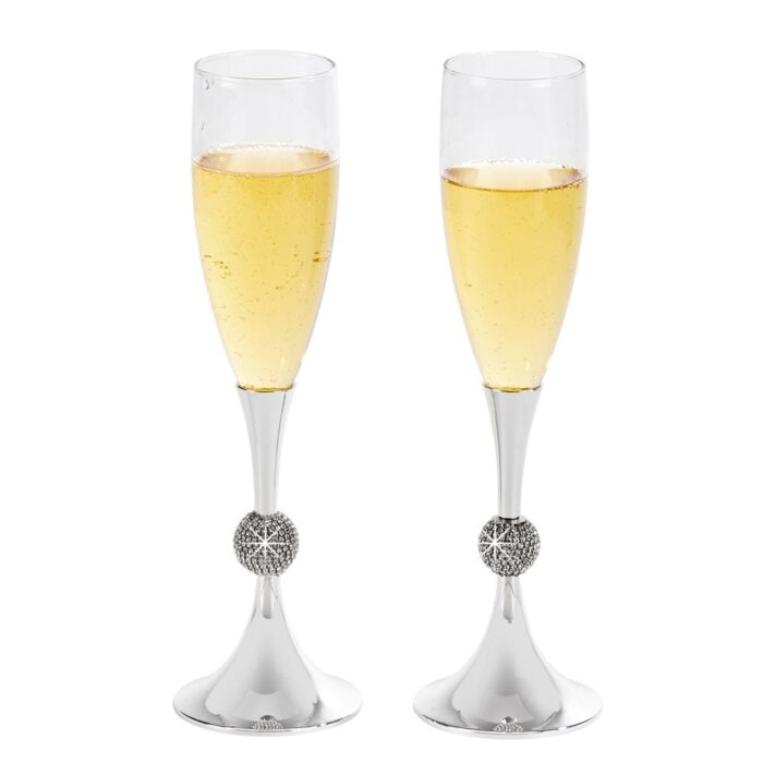 Crystal Ball Toasting Flutes, Np 9.875" H - 9.875" H - Image 2