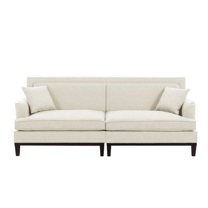 Livingroom Sleeper Loveseat w/ 2 Pillows Armrest Wrinkles Sofa, Beige - Image 2