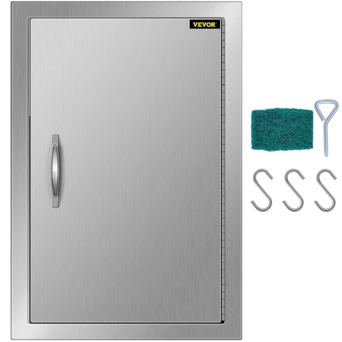 VEVOR BBQ Access Door 17W x 24H Inch Vertical Single BBQ Door Stainless Steel Outdoor Kitchen Doors - 17x24In