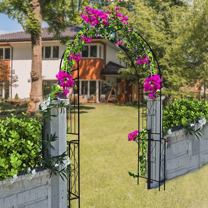 Metal Garden Arch W55'' x H94.5'' Garden Arbor Trellis Climbing Plants Support - Image 2