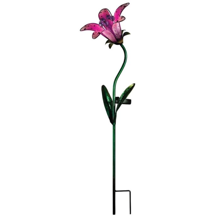 Set of 2 Pink Solar Tiger Lily Stakes