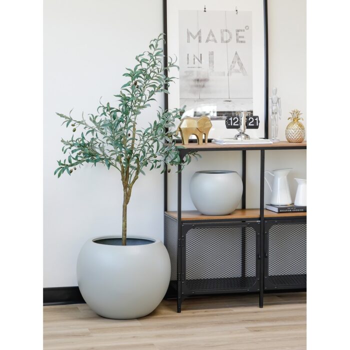 Indoor/Outdoor 1-piece Large Minimalist Fiberstone Lightweight Round Curve Balloon Ball Tapered Decor Planter Pot - 16, 10 in