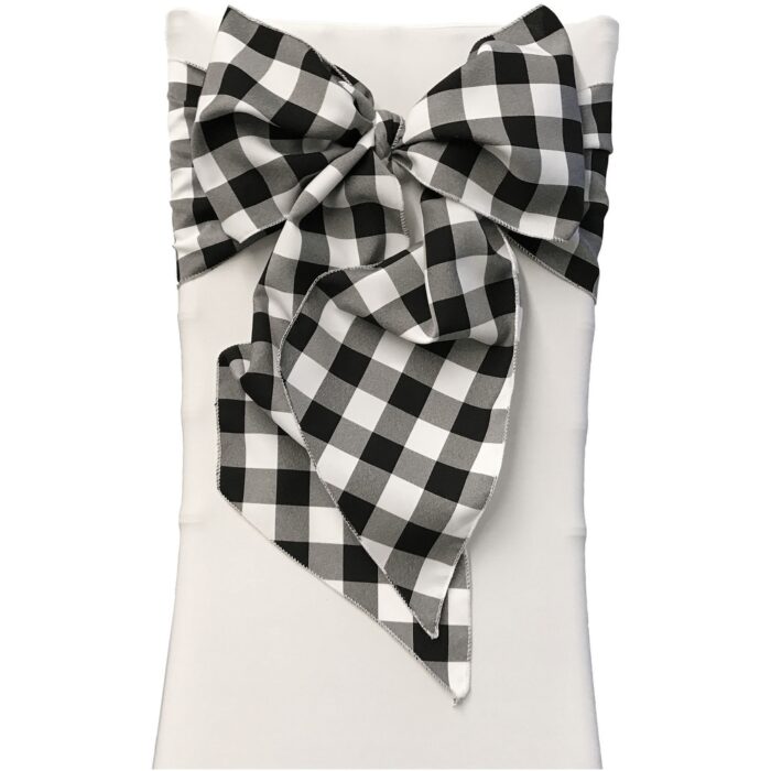 Pack of 10 Gingham Checkered Chair Bows 8 by 108-Inch - 8" x 108"