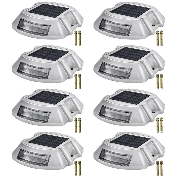 VEVOR Waterproof Wireless Solar Driveway and Deck Lights Outdoor 6 LEDs for Garden Walkway Steps Warning
