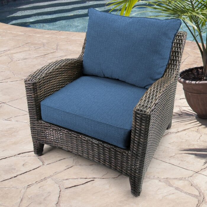 24" x 47" Blue Solid Outdoor Deep Seat Chair Cushion Set - Image 2