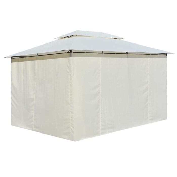 vidaXL Garden Marquee with Curtains 157.5"x118.1" White - Image 2