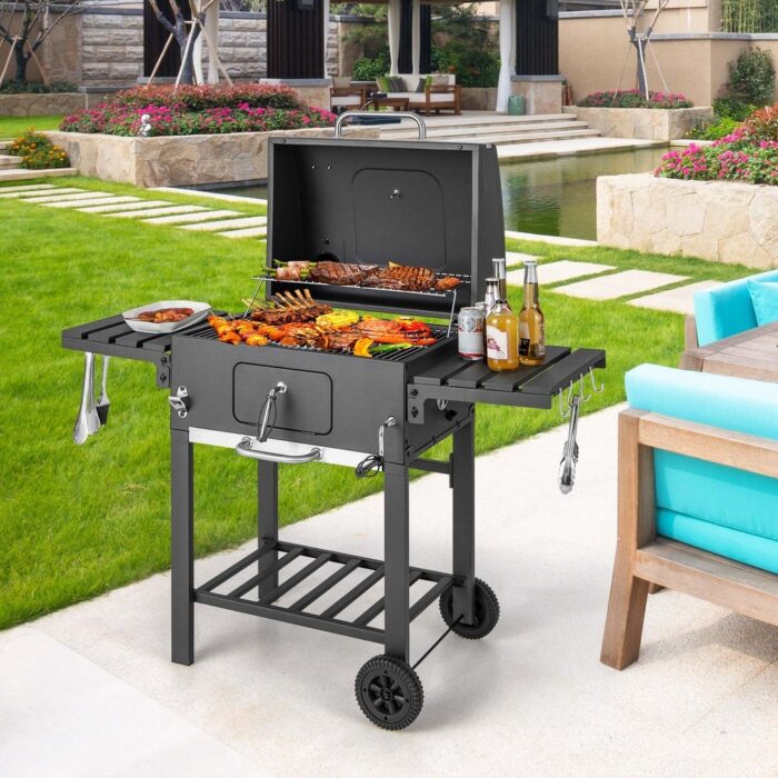 Costway Outdoor Charcoal Grill 391 sq.in. Cooking Area 2 Foldable Side - See Details - Image 2