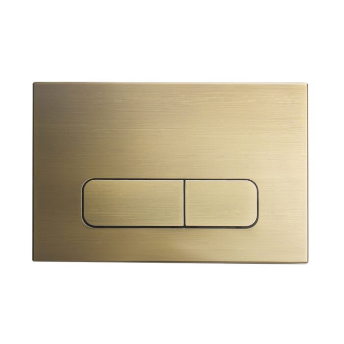 Wall Mount Dual Flush Actuator Plate With Rectangle Push Buttons In Brushed Brass - 10.43" x 7.02" 1.77"