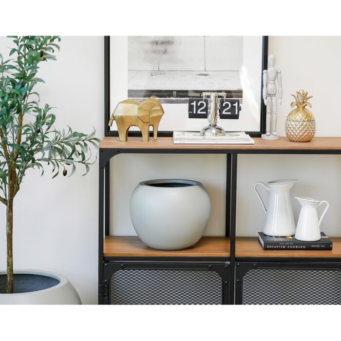 Indoor/Outdoor 1-piece Large Minimalist Fiberstone Lightweight Round Curve Balloon Ball Tapered Decor Planter Pot - 16, 10 in - Image 2