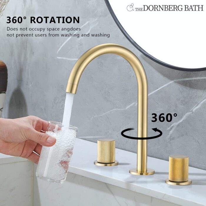 DORNBERG Modern Round Handles Widespread Bathroom Faucet - Image 2