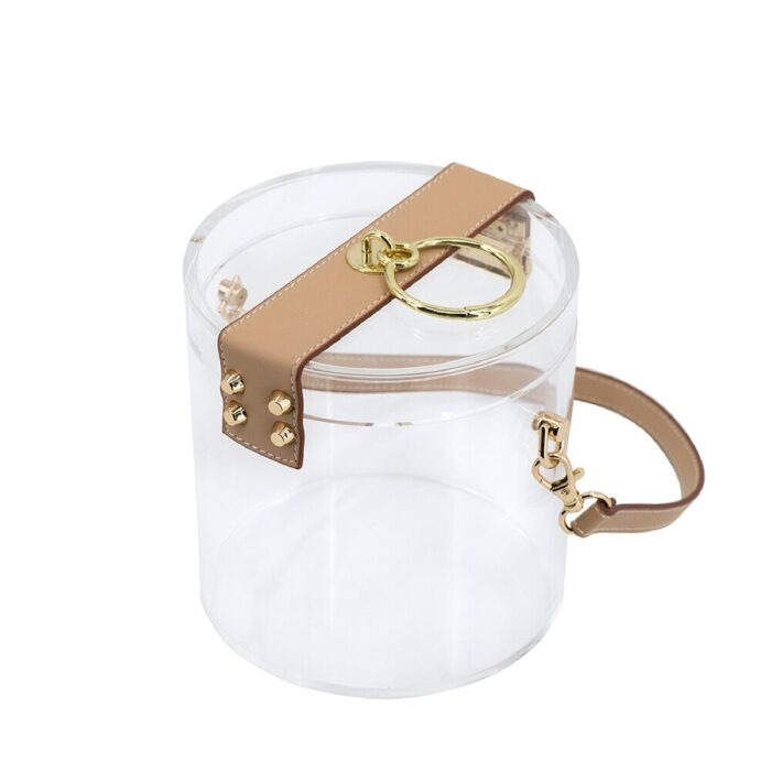 A&B Home Acrylic Box with Leather Strap - Clear/Tan
