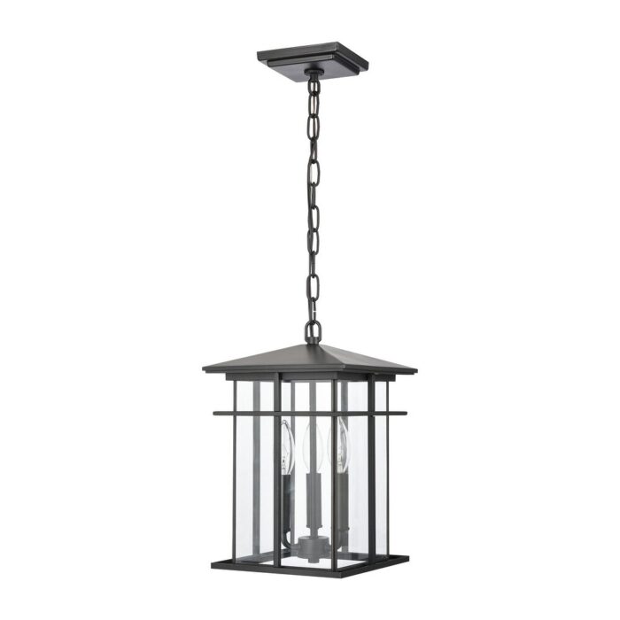 Elk Home Oak Park Matte Black With Clear Glass 3 Light Hanging - Image 2