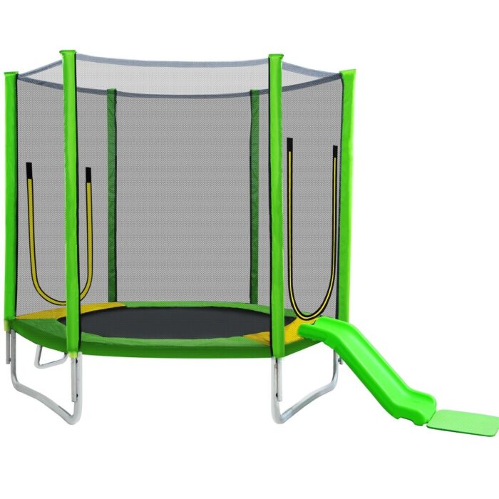 7FT Trampoline for Kids with Safety Enclosure Net, Slide and Ladder - Image 2