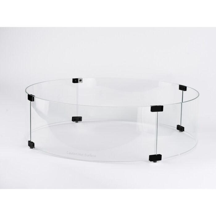 EV Fires 25" Round Fire Pit Clear Tempered Glass Flame Guard in Black - 6"H x 25"W x 25"D