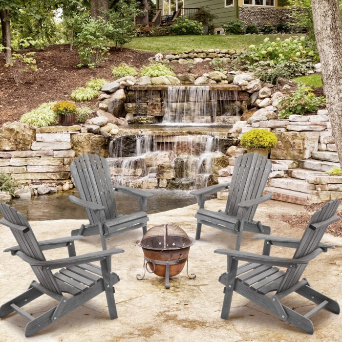 Wooden Folding Adirondack Chair Set of 2 - Image 2