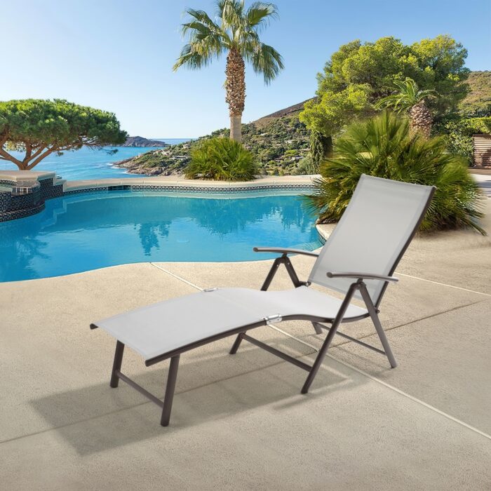 Pellebant Adjustable Aluminum Patio Chaise Lounge Chair - N/A