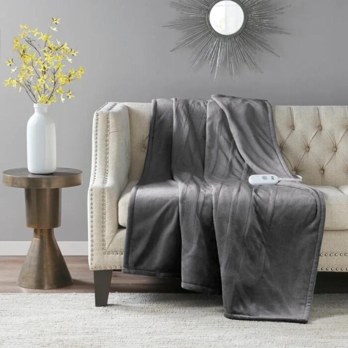 50" x 60" Heated Throw Electric Blanket Dark Grey