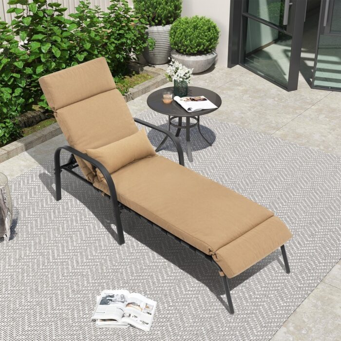 Patio Adjustable Chaise Lounge Chair with Cushion and Pillow for Outdoor & Indoor - Image 2