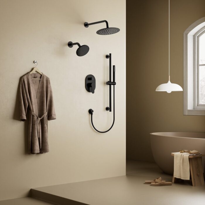 EVERSTEIN Dual Heads 10" & 6" Rain Shower System with Adjustable Height Handheld Slide Bar - Image 2