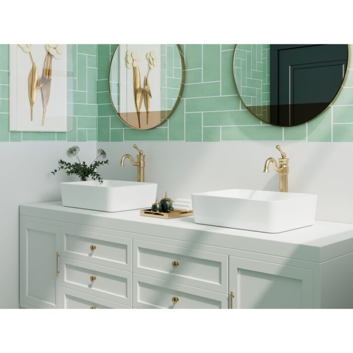 DeerValley Ally 19 inch Rectangle Ceramic Vessel Bathroom Sink - Image 2