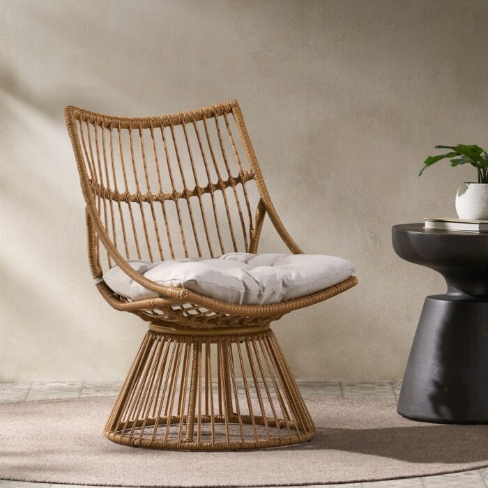 Caryl Wicker Outdoor Club Chair with Cushions by Christopher Knight Home