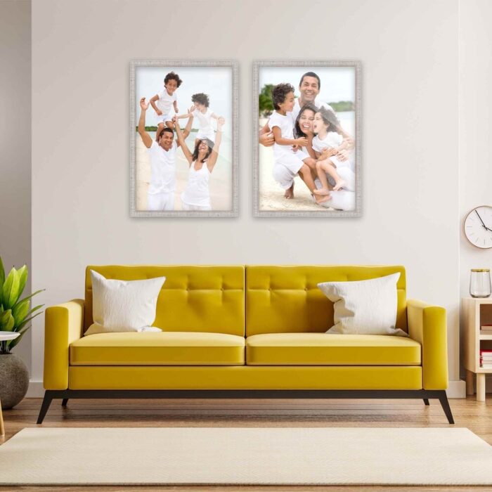 24x36 Rustic White Picture Frame Set Pack of 2 24x36 Wood Picture Frames for Gallery Wall 2 24x36 Rustic White Frames - Image 2