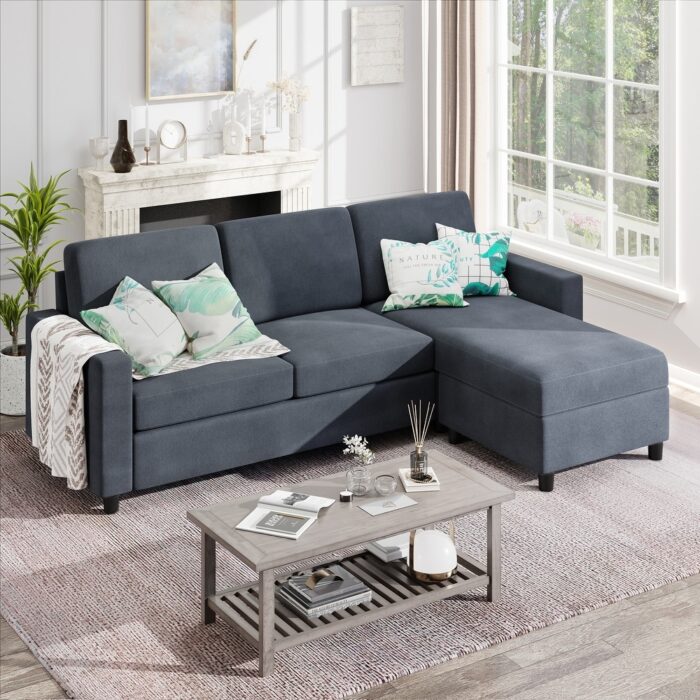 Futzca Modern L-shaped Convertible Sectional Sofa w/ Reversible Chaise - Image 2
